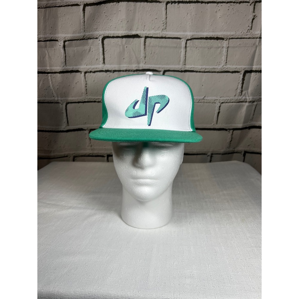 Dude Perfect Snapback Hat Green White DP Logo Adjustable Flat Brim Baseball Cap